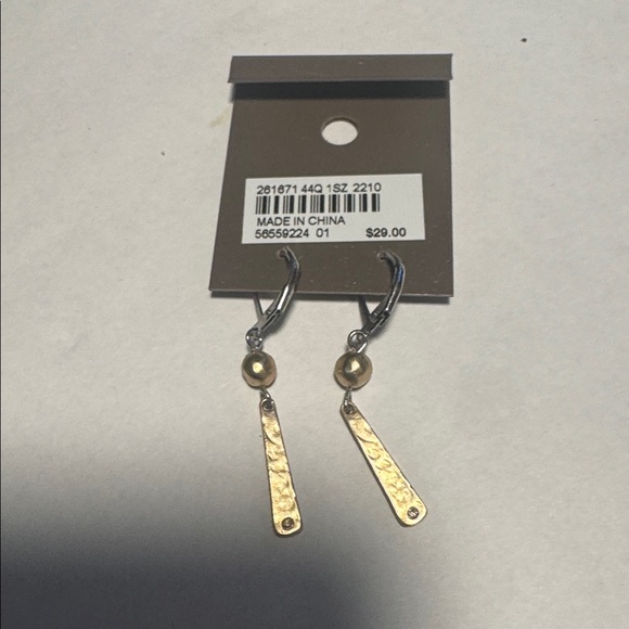 J. Jill Textured Gold Bar Dangle Earrings NWT (BJ111) - Picture 5 of 6
